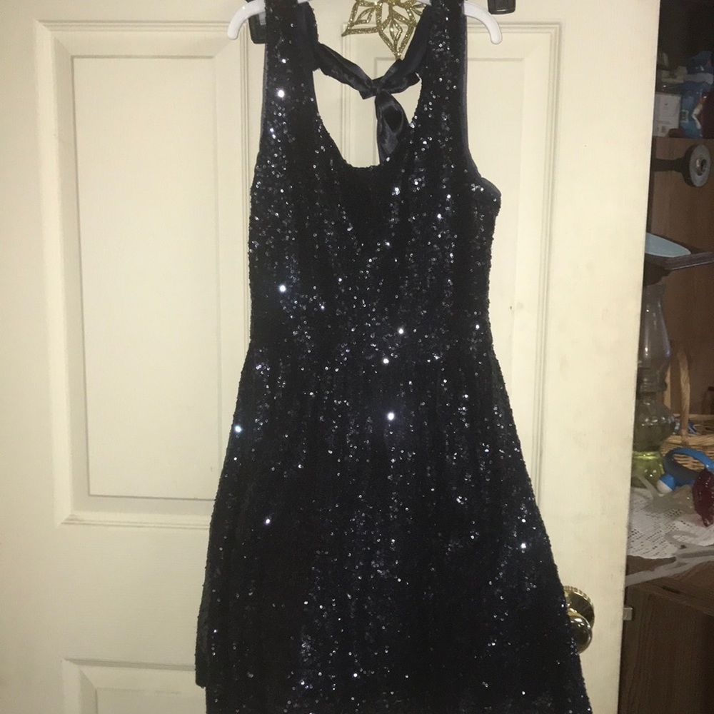 Deep Navy Blue Sequined Dress
